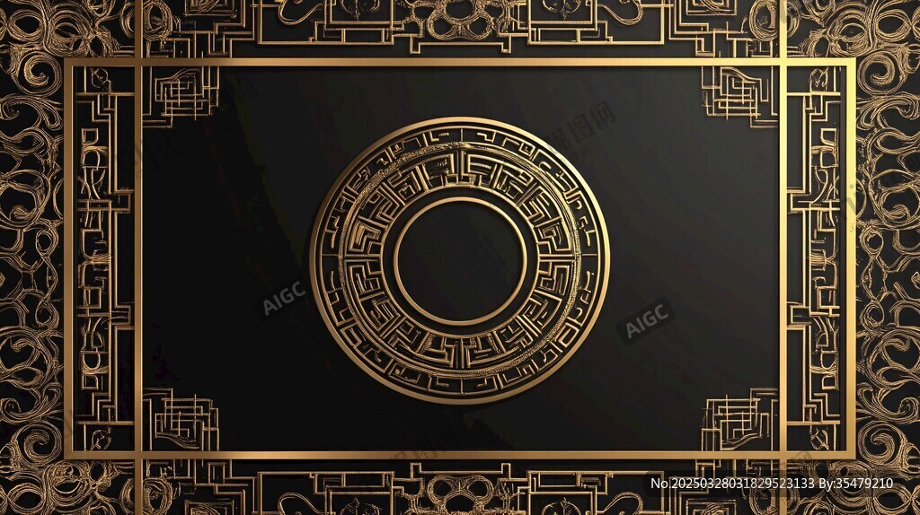 黑金中式古典边框装饰图案