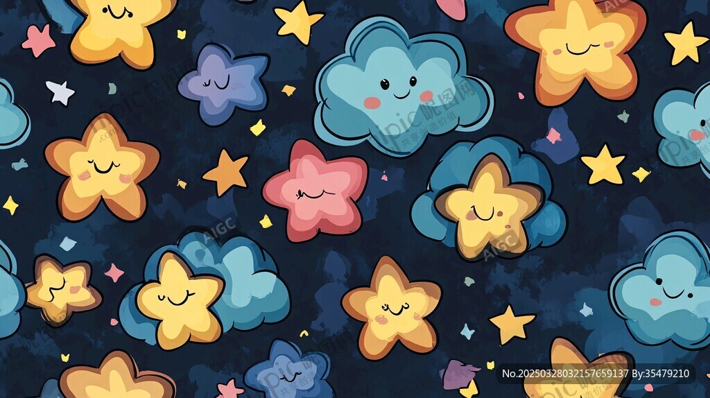 可爱星星云朵卡通图案
