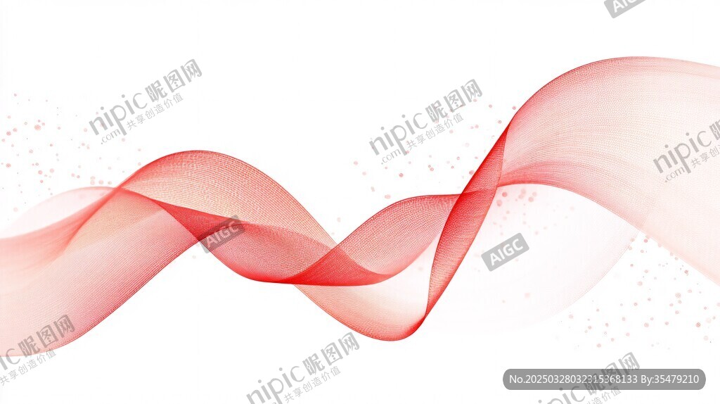 红色动感飘带抽象背景图