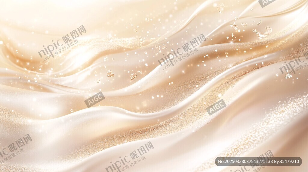 梦幻米色绸缎纹理背景图
