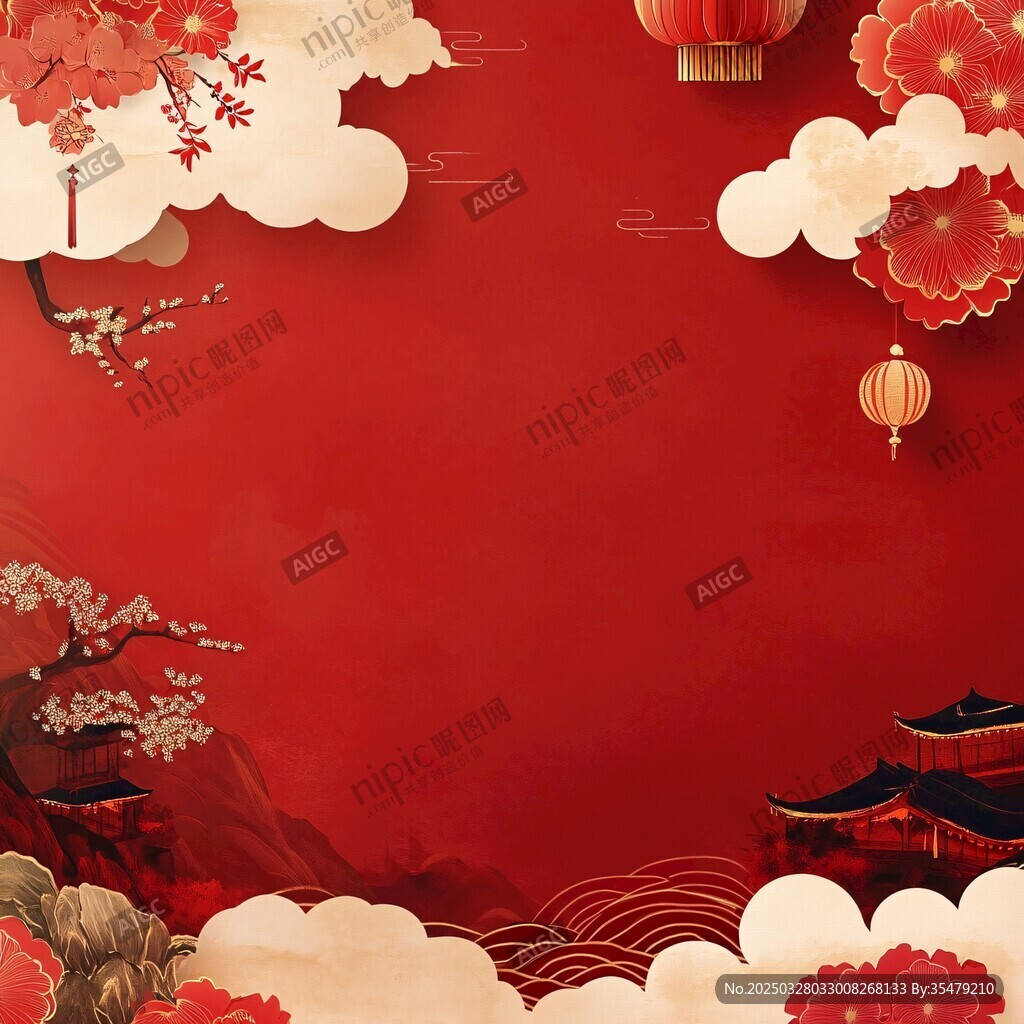 喜庆中国风红色节日背景图