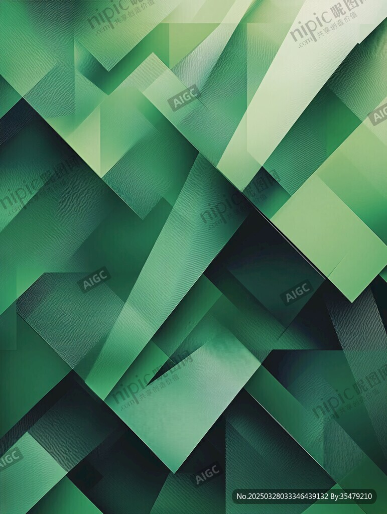 绿色几何抽象立体背景图