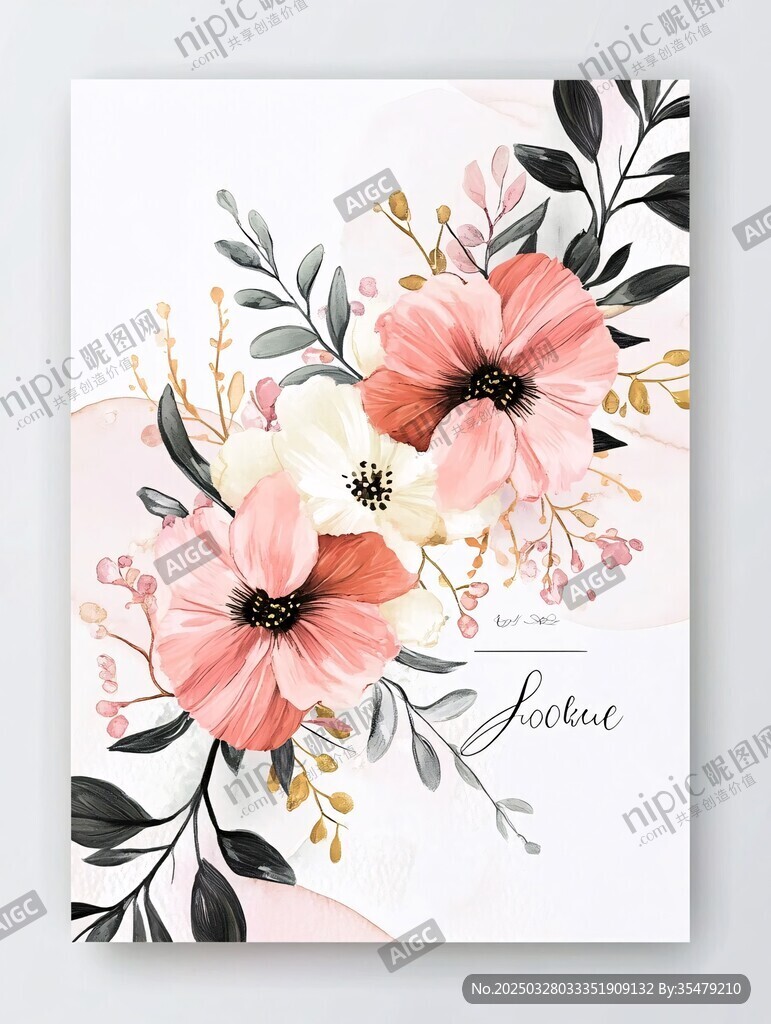 粉色花卉装饰画