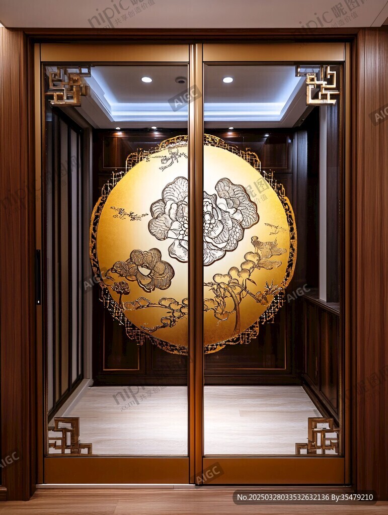 中式雕花双开金属入户门