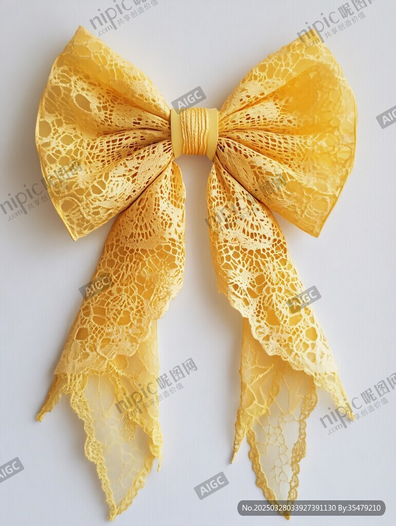 黄色蕾丝蝴蝶结发饰