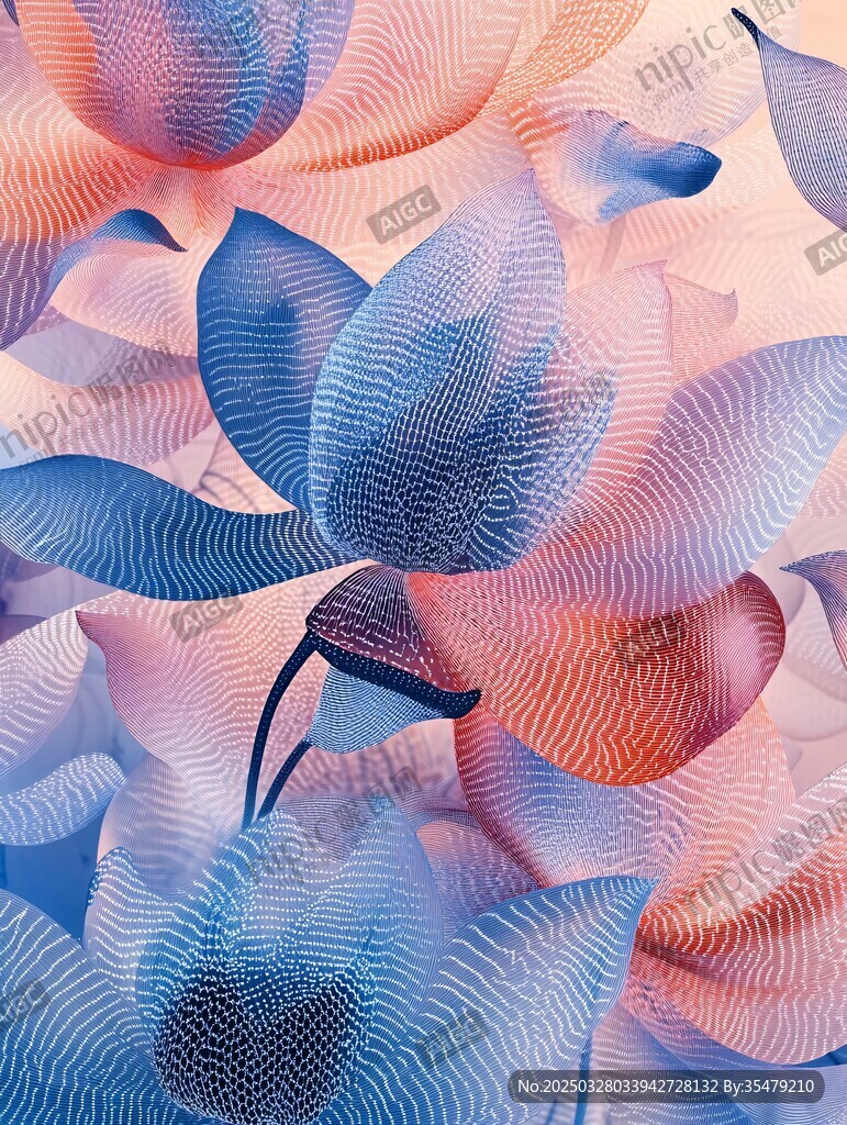 梦幻渐变花卉纹理图案