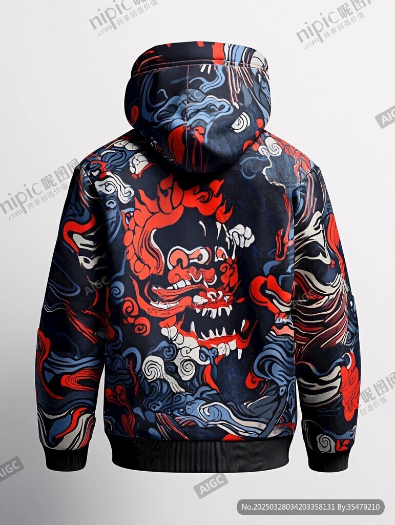 龙纹连帽卫衣背面图案展示