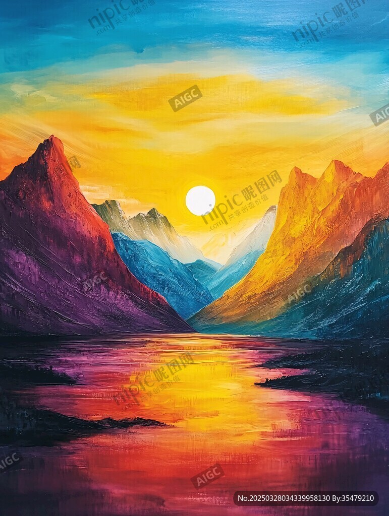 壮丽山河中的落日美景
