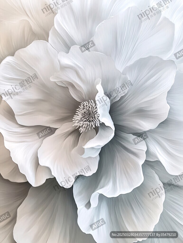 白色立体花卉艺术特写