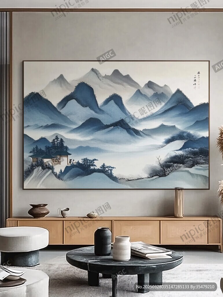 中式山水挂画装点雅致客厅