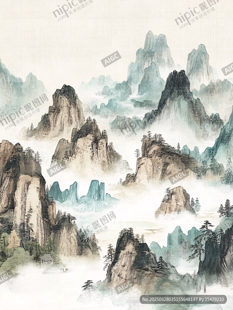 水墨山水间的云雾奇峰