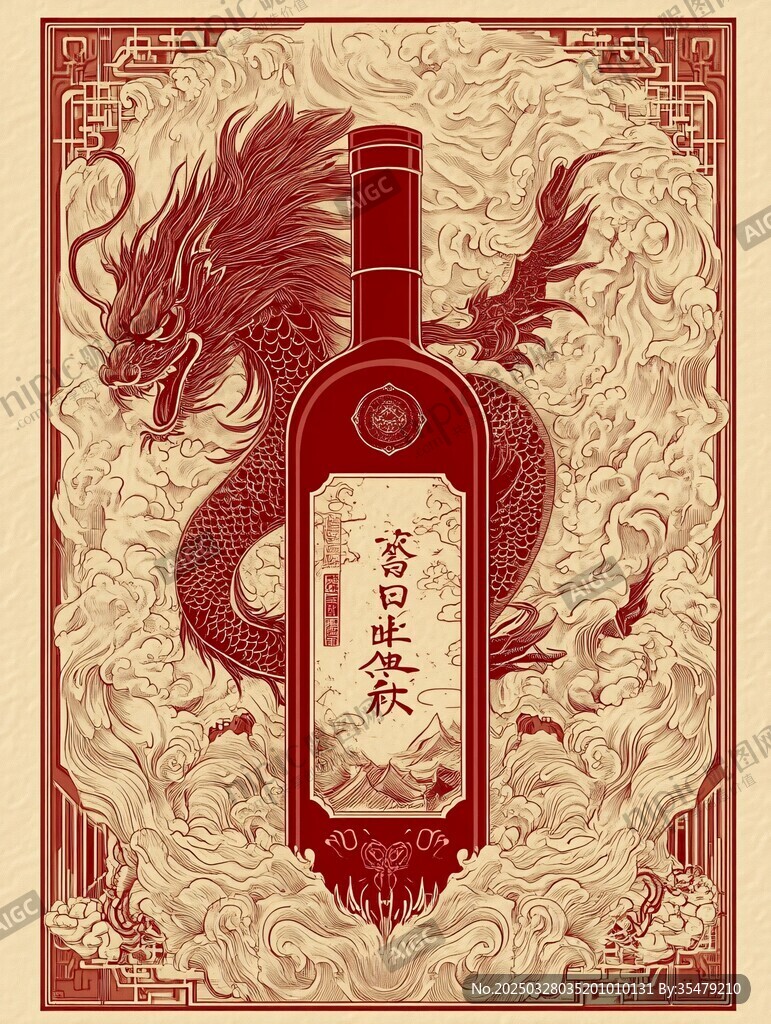 龙纹酒瓶插画