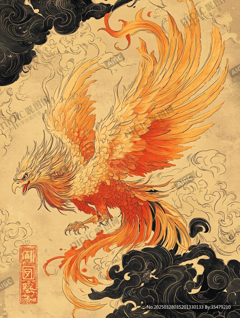 凤凰展翅 古风祥瑞图腾