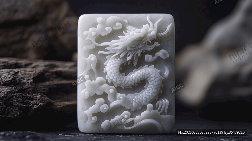 白玉龙纹方牌