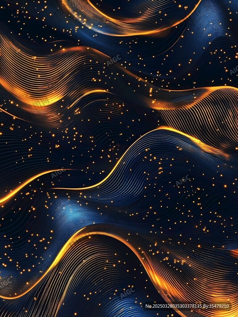 炫彩金色波浪星空背景图