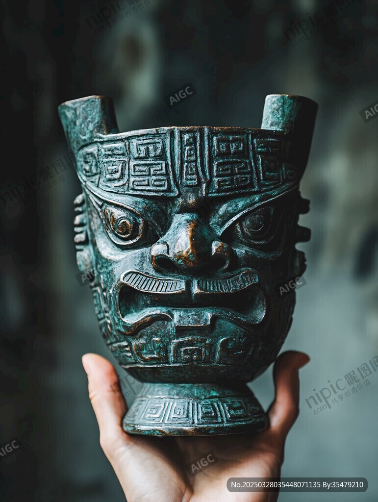 手持神秘青铜兽面器物