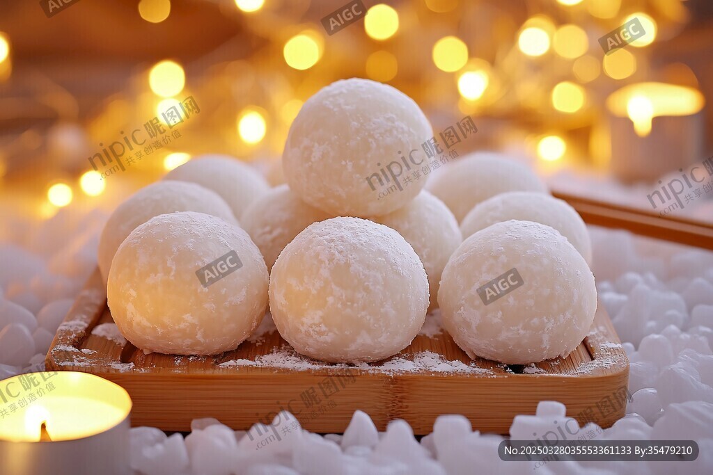 雪中小吃糯米团子真诱人