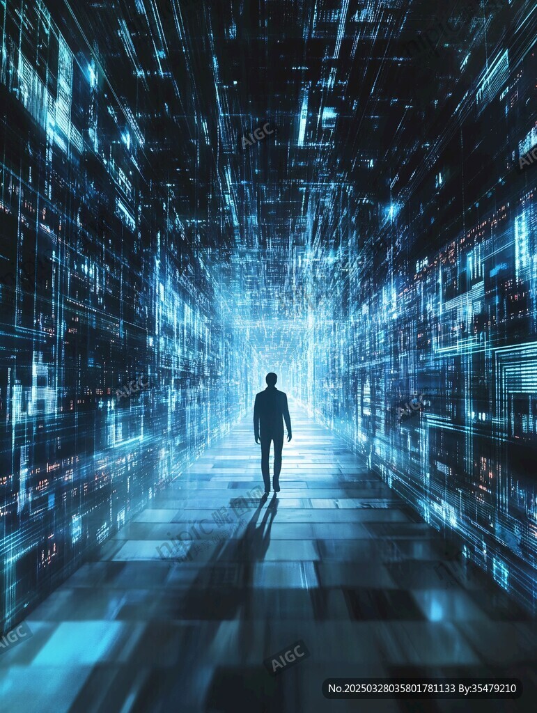 漫步数字通道的孤独身影