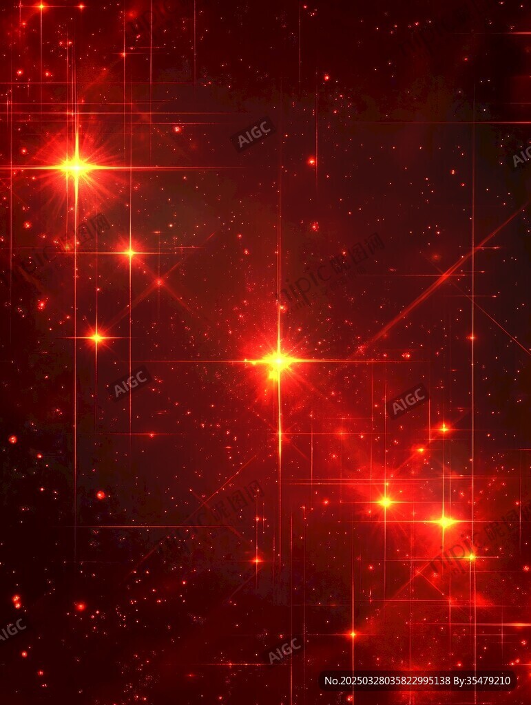 炫彩红色星光闪烁背景图