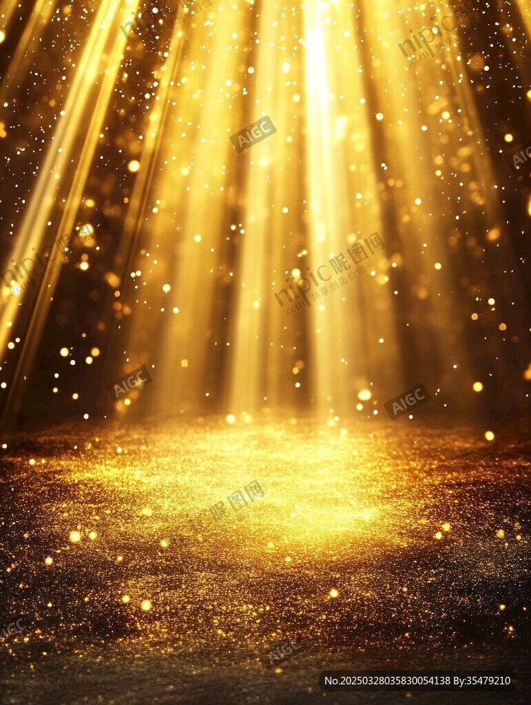 金色光束闪耀梦幻背景