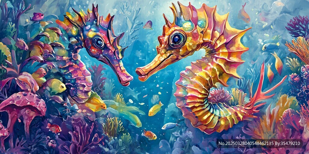 梦幻海底的多彩海马世界