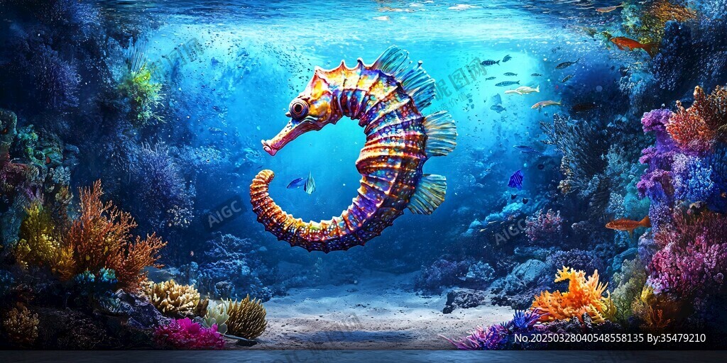梦幻海底的多彩海马