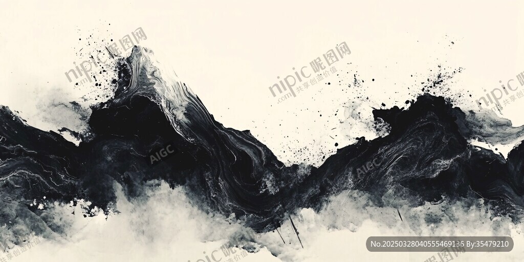 水墨山峦意境图