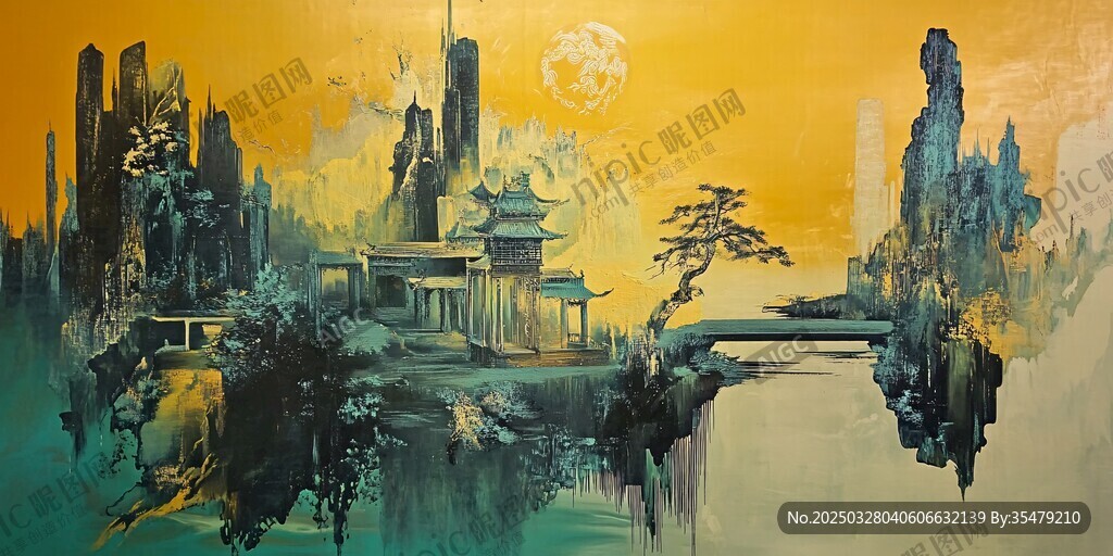 梦幻中式奇幻悬浮城景