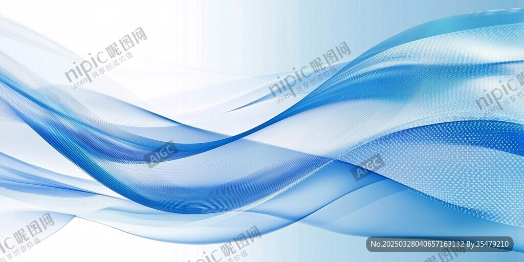 蓝色动感波浪抽象背景图