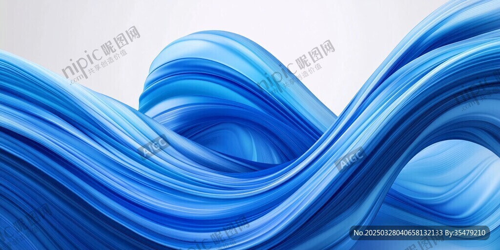 蓝色动感流体波浪图案