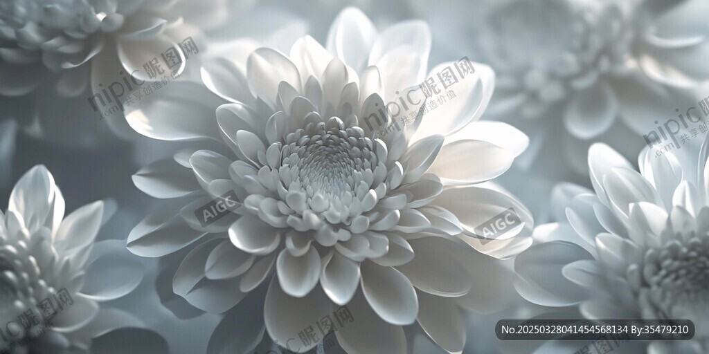 银白菊花绽放梦幻之美