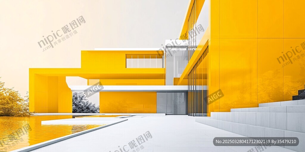 黄色现代建筑外观设计