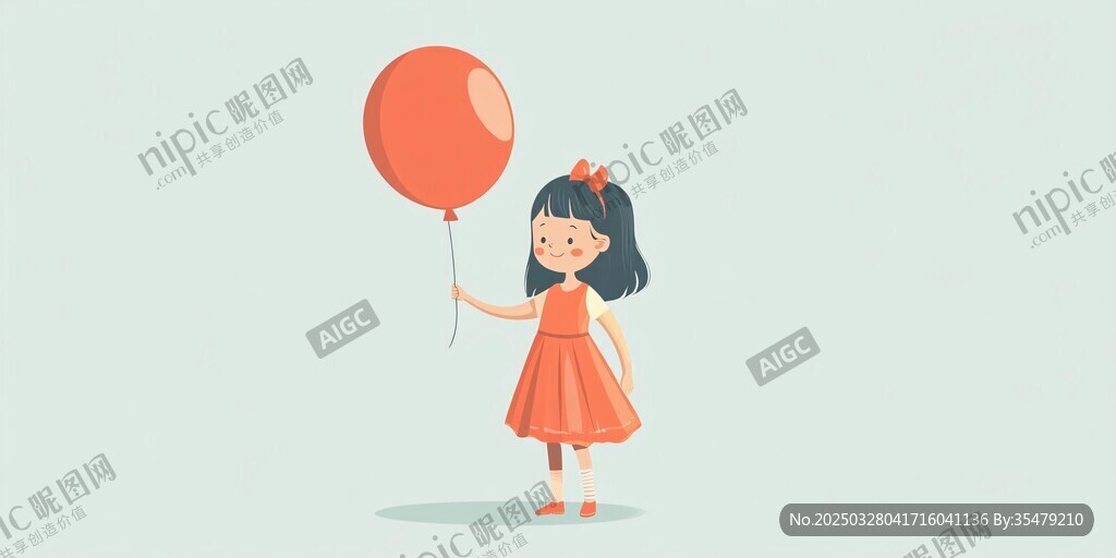 手持气球的可爱小女孩