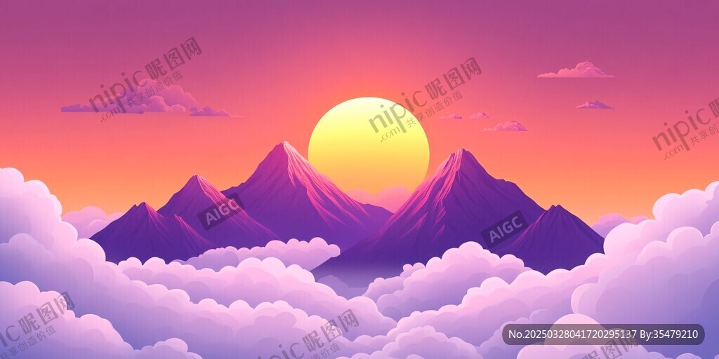 云海之上的壮丽日落景观
