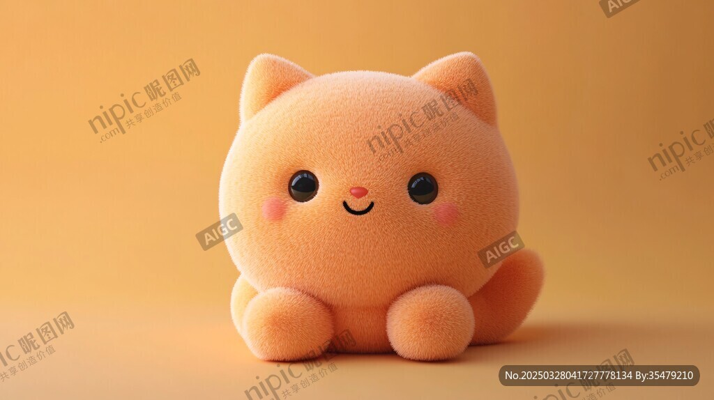 可爱橘色小猫毛绒玩具