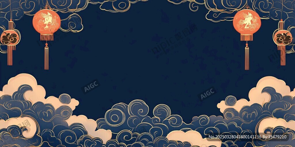 中式云纹灯笼背景图