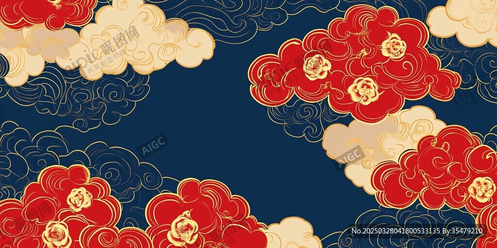 中式祥云花纹背景图案