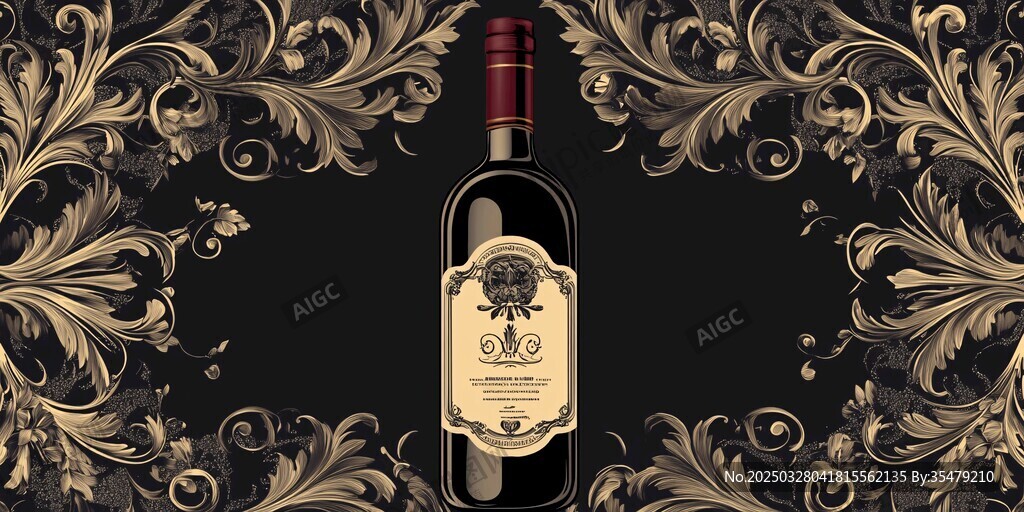 奢华风红酒瓶装饰图案