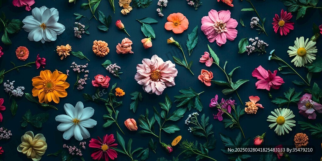 多彩花卉的梦幻图案世界