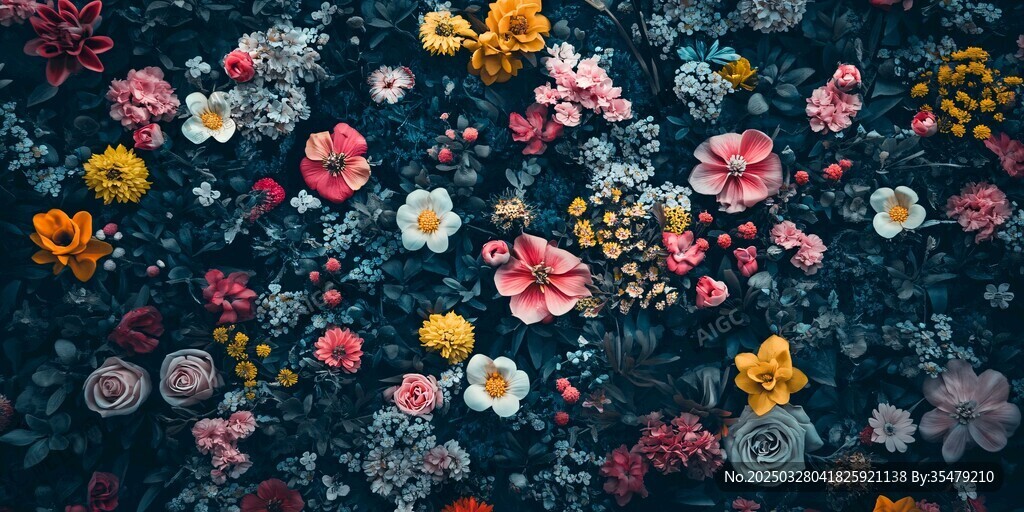 繁花锦簇的梦幻花卉图景