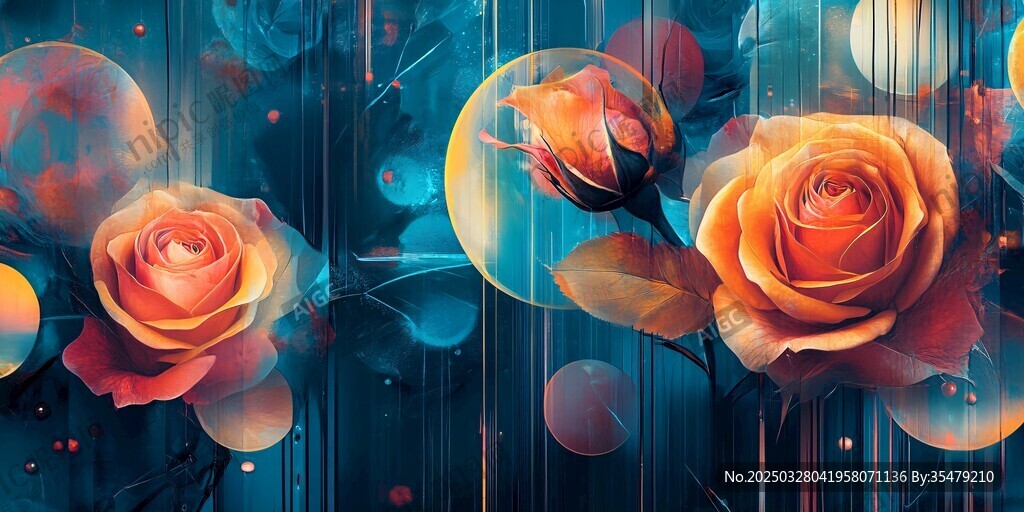 梦幻绚丽的玫瑰花卉图案