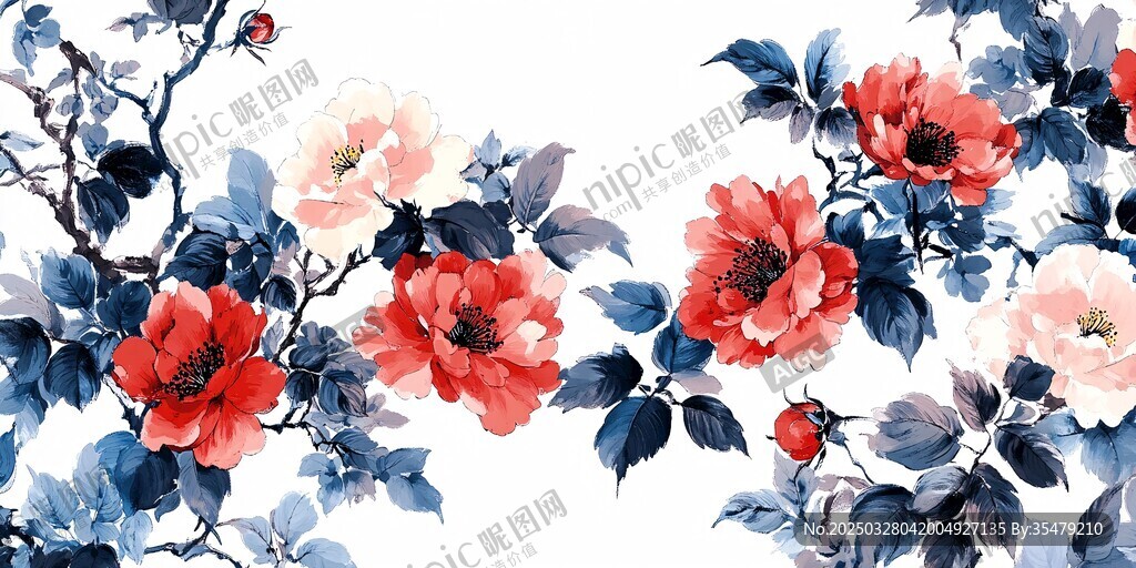 水墨花卉图案设计