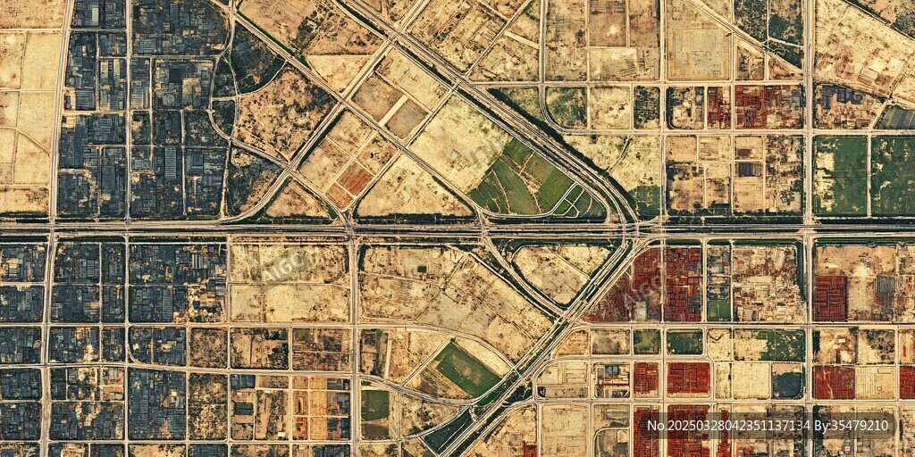 城市卫星视图俯瞰图