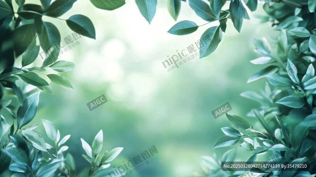 绿叶环绕的清新自然画面