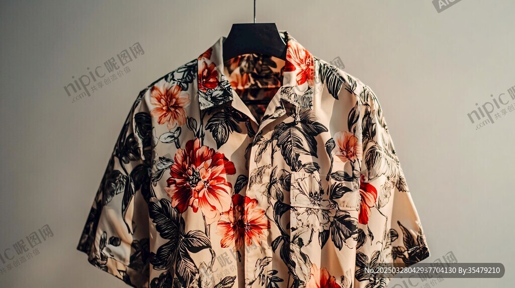 复古印花短袖衬衫展示