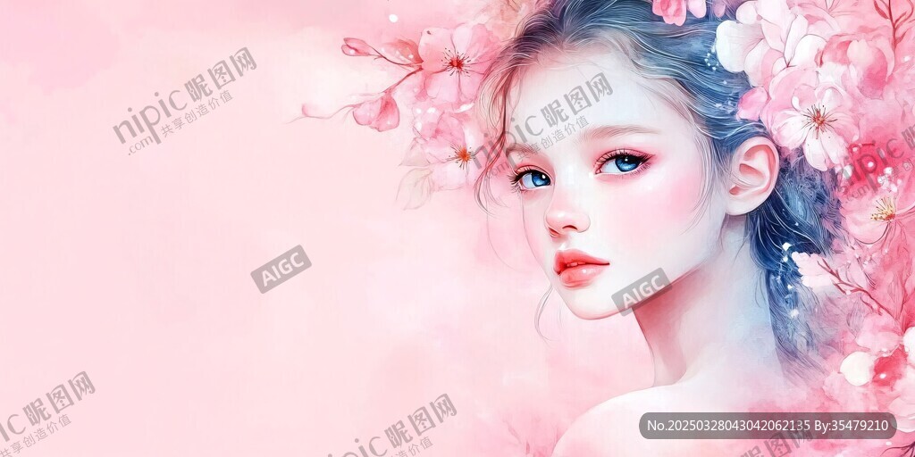 梦幻粉花少女头像