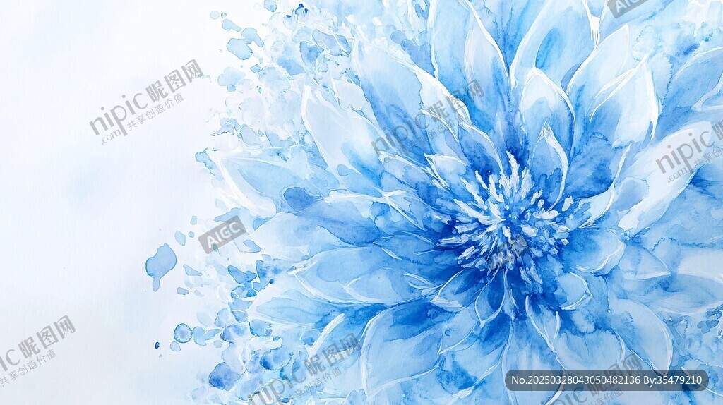 梦幻蓝色花卉艺术渲染图