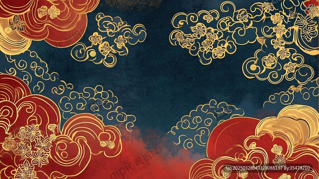 中式华丽云纹背景图案