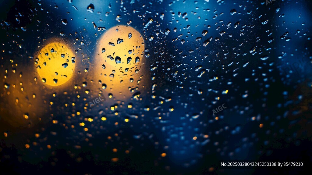雨夜车窗上的斑斓水珠
