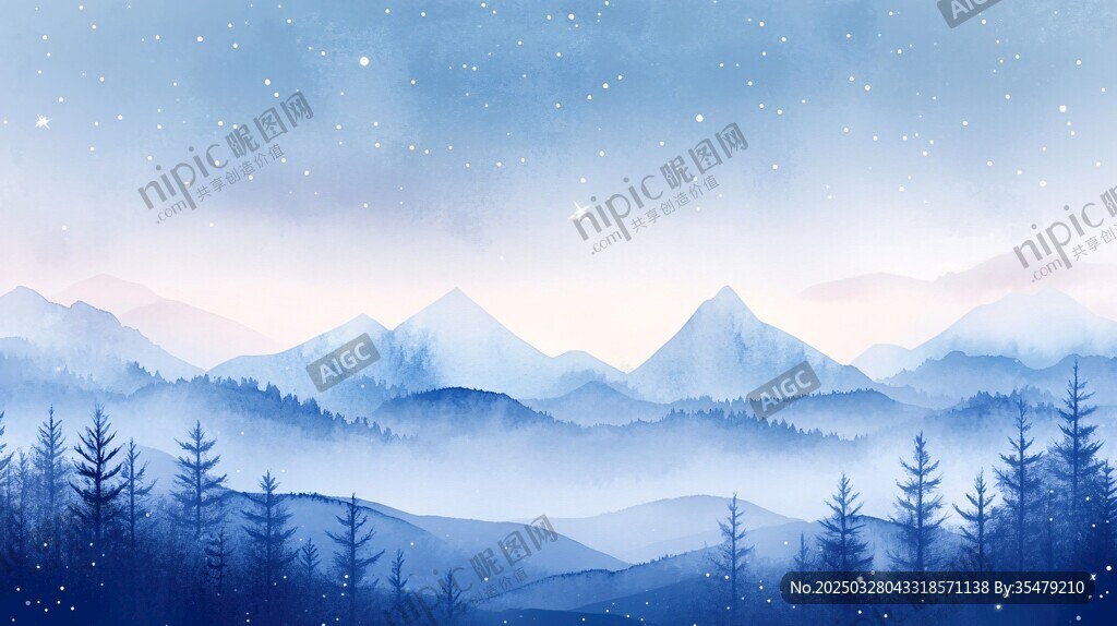 冬日山林雪景梦幻风光